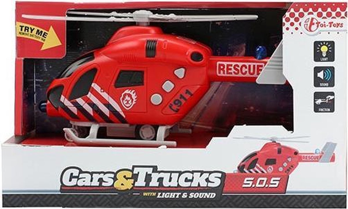 Toi-Toys Vehicool brandweer helikopter met licht en geluid
