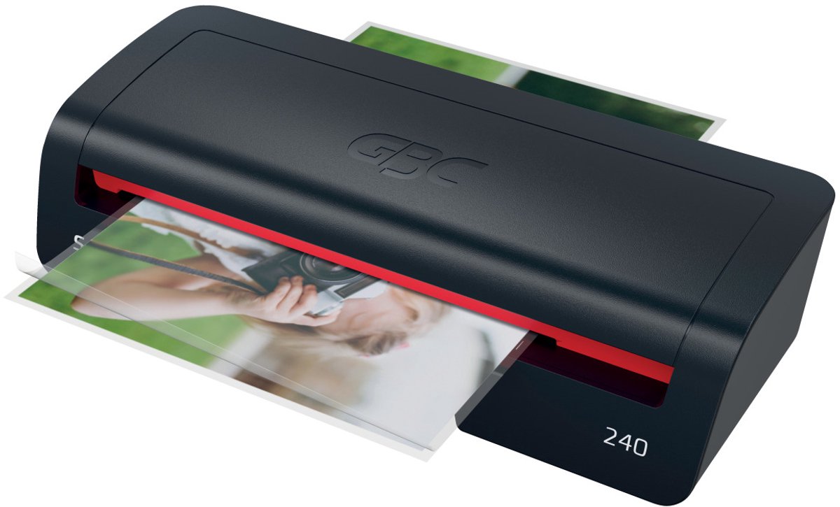 GBC 240 home office a4 lamineerapparaat - geschikt voor 75-125 micron - inclusief startpakket lamineerhoezen - zwart rood