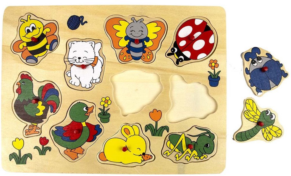 Playwood Houten noppen puzzel dieren 10 stuks
