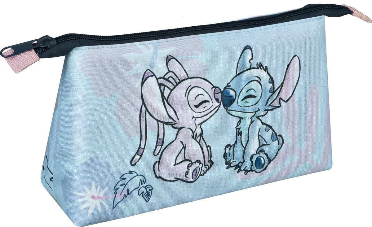 Lilo Stitch Stitch etui – pastelblauw paars – met angel – 22,5 x 17,5 cm
