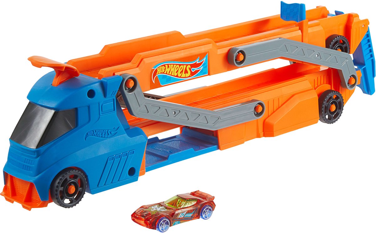 Hot Wheels city transporter met racebaan - 9 auto's launcher