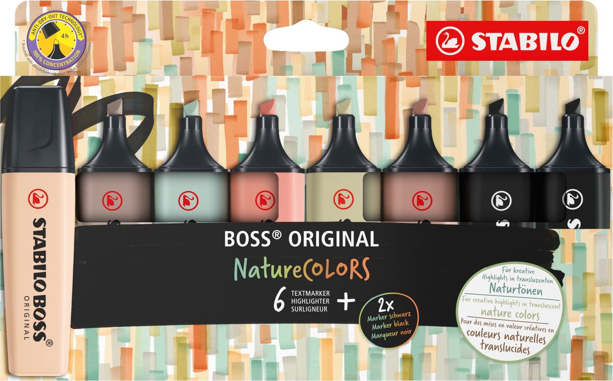 STABILO boss original - markeerstift - set 8 stuks - naturecolors