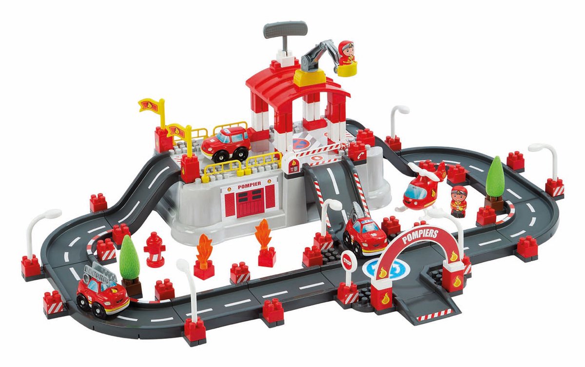 Écoiffier Ecoiffier abrick bouwset - brandweer speelton met deksel als speelbasis - accessoires voor mini-stad - vanaf 18 mnd - 117 dlg.