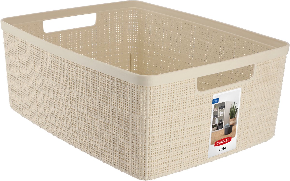 Curver jute opbergmand - m - 12 liter - gebroken wit