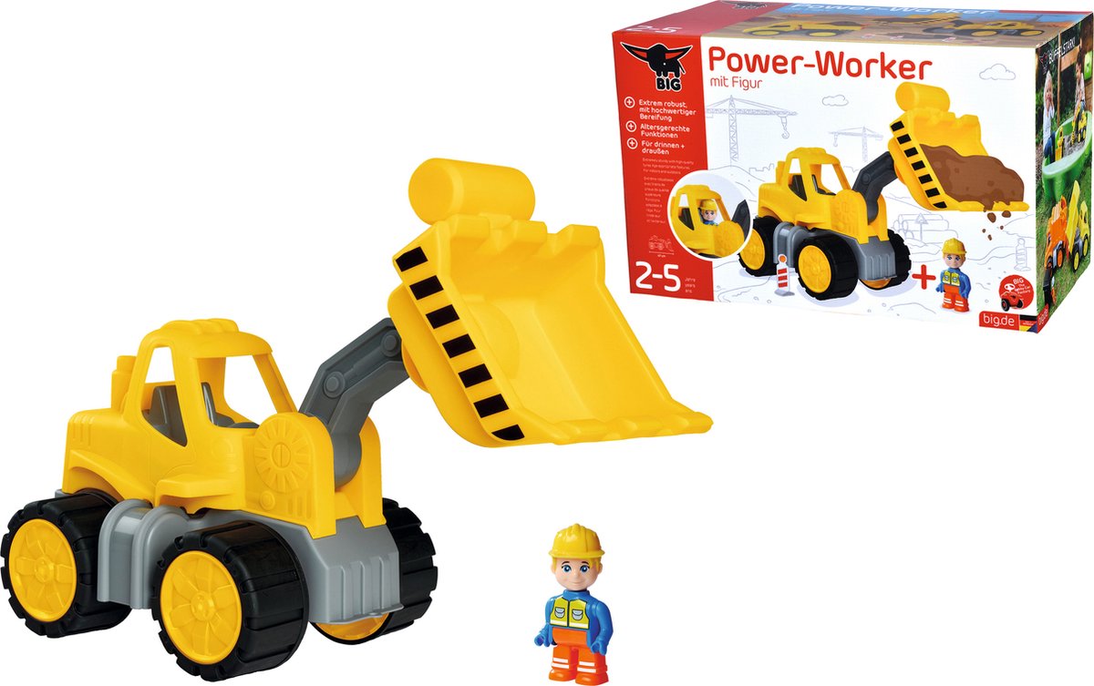 BIG power worker wiellader + figuur - zandbak - speelgoedvoertuig