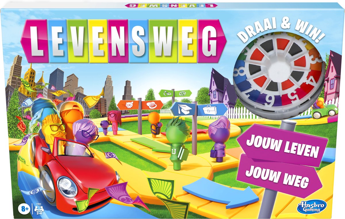 Hasbro Gaming Levensweg - familiebordspel voor 2 tot 4 spelers - indoorspel voor kinderen vanaf 8 jaar - staafjes in 6 kleuren