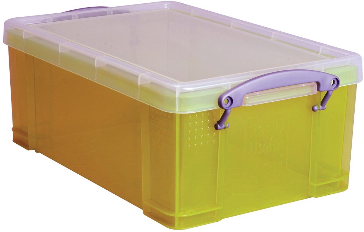 Really Useful Box 9 liter transparant geel