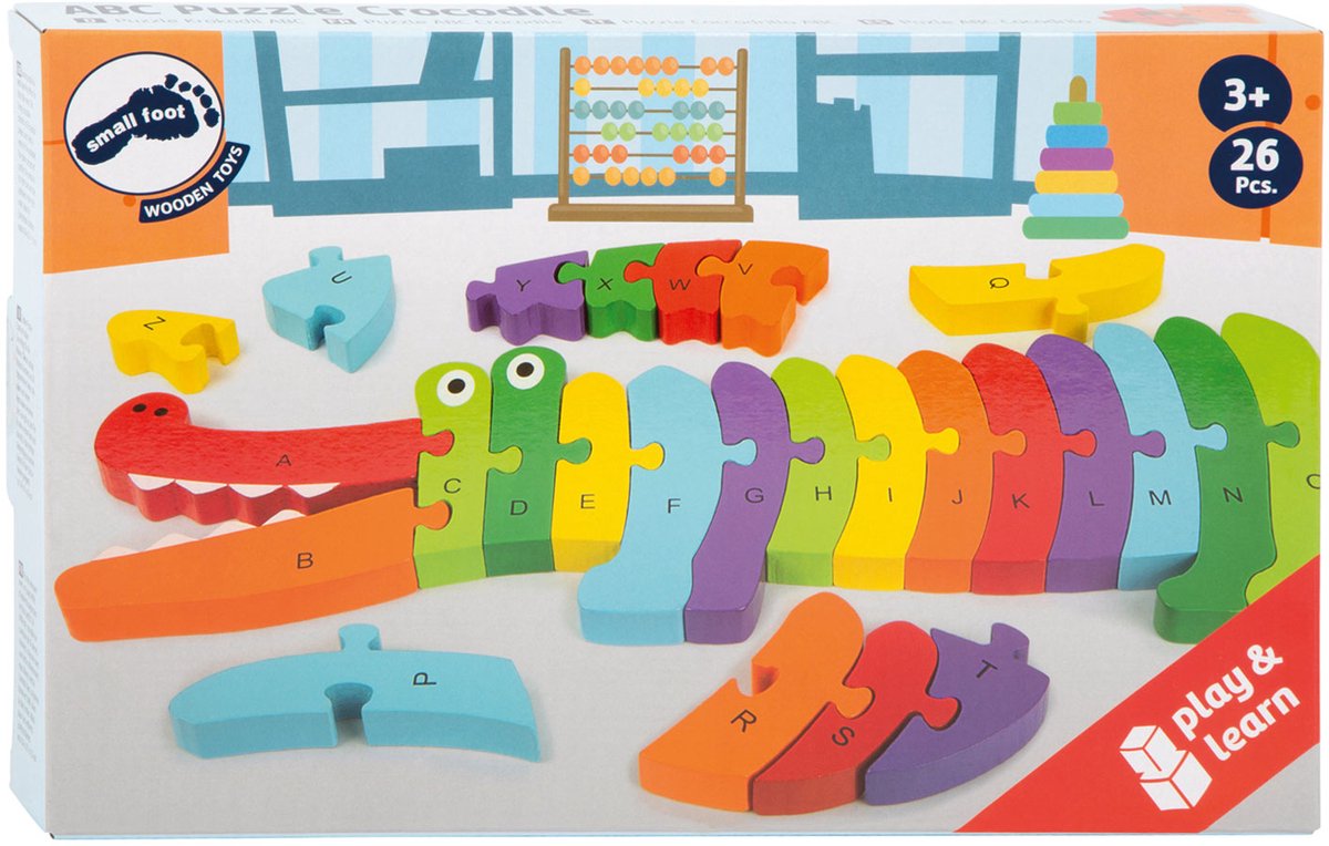 Small Foot - houten abc krokodil puzzel, 26dlg.