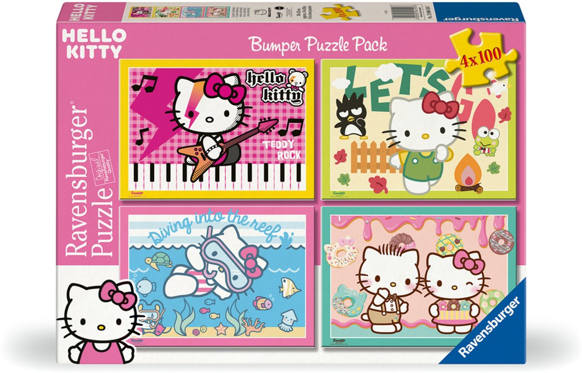 Ravensburger Hello kitty - puzzel - 100 stukjes - 4 in 1