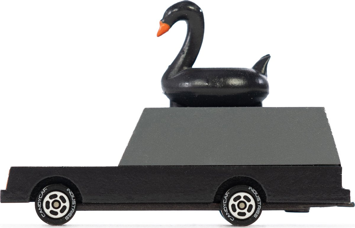 CandyLab speelgoedauto black swan wagon - retro houten auto.