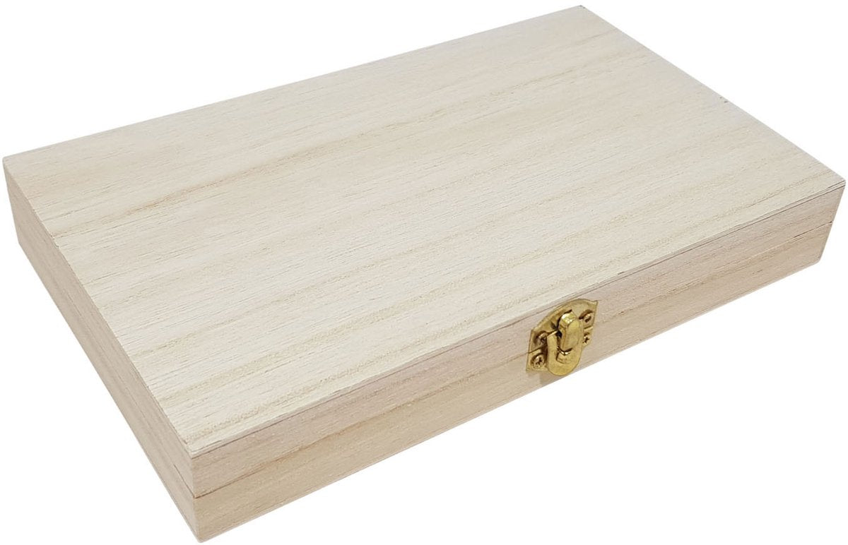 Merkloos Sans Marque Pennenkistje paulownia hout met scharnierdeksel
