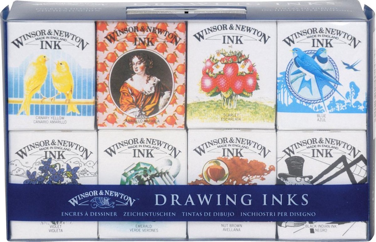 Winsor Newton 1090093 drawing ink set – henry ink collection – 8 × 14 ml tekentinten