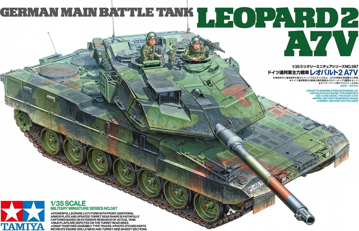 Tamiya modelbouwpakket militaire voertuigen - 35387 leopard 2 a7v - german main battle tank plastic - 1:35 - modelbouw