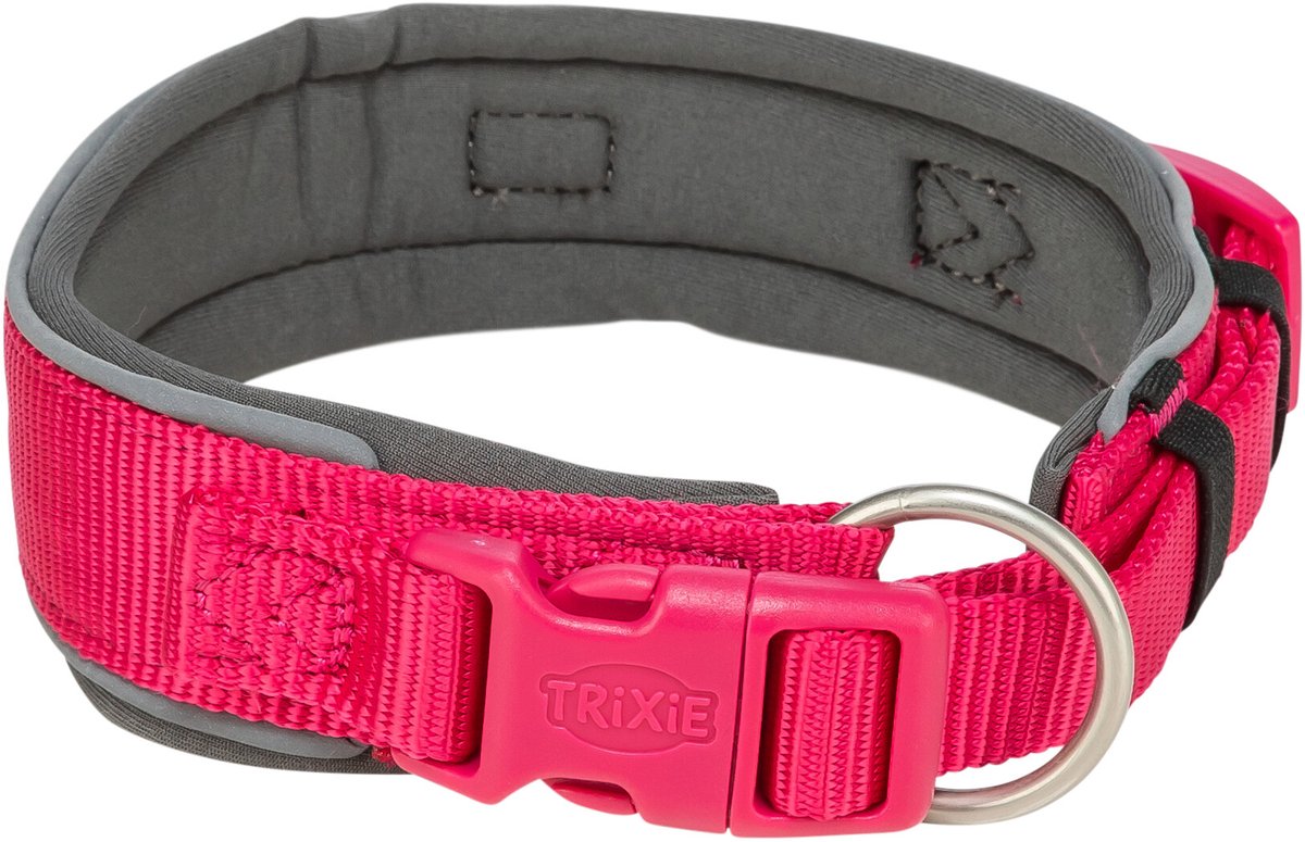 Trixie Halsband hond - extra breed fuchsia 27-35cm - reflecterende polyester half-slip