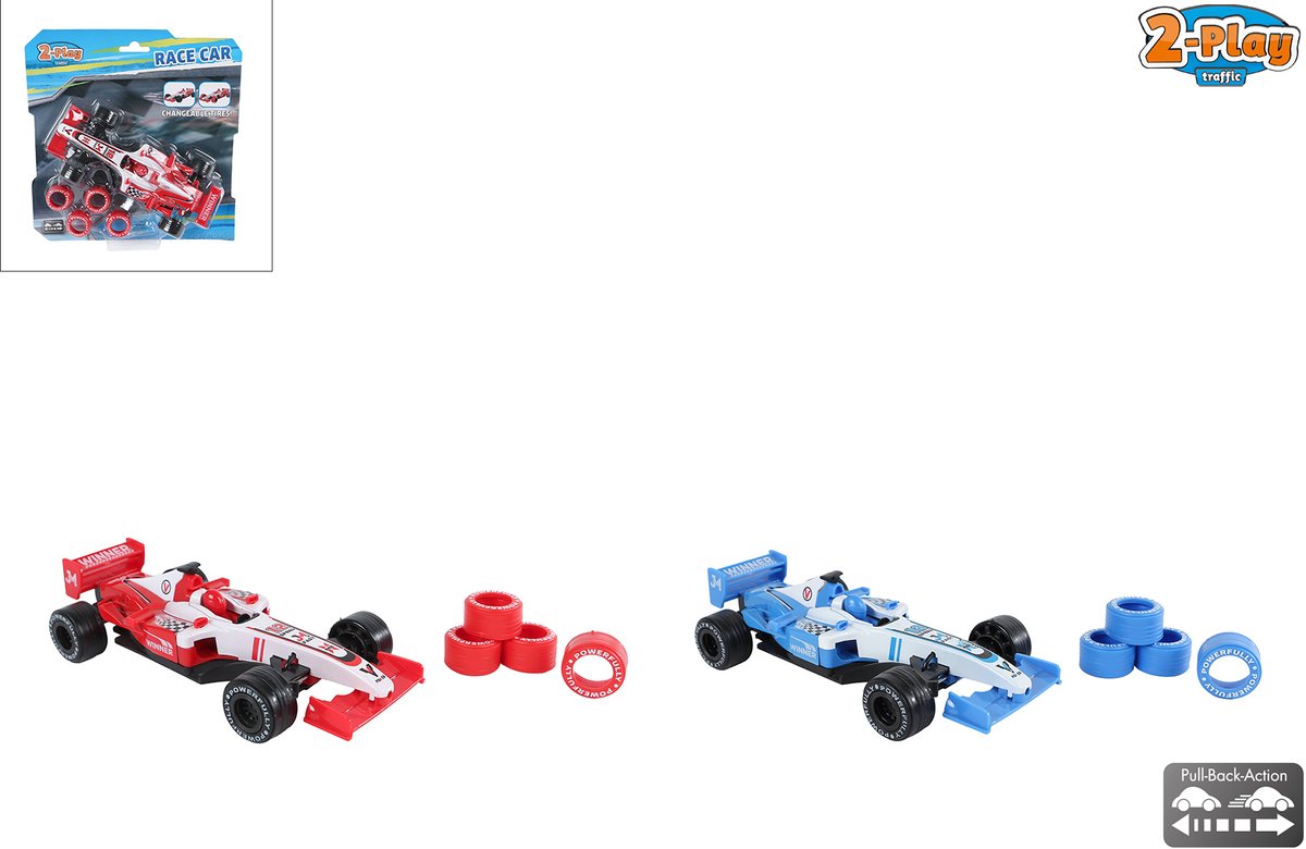 2-Play formule raceauto met extra banden pull back