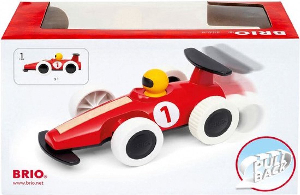 BRIO pull back gemotoriseerde grote raceauto - aanbevolen voor peuters van 18 maanden en ouder