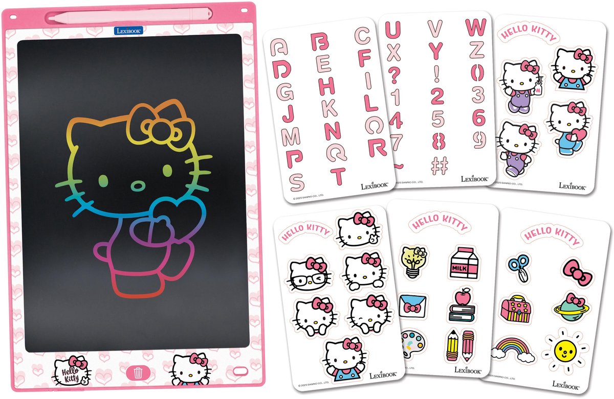 Lexibook Hello kitty 11’’ meerkleurige leer- en teken-e-ink-tablet met sjablonen