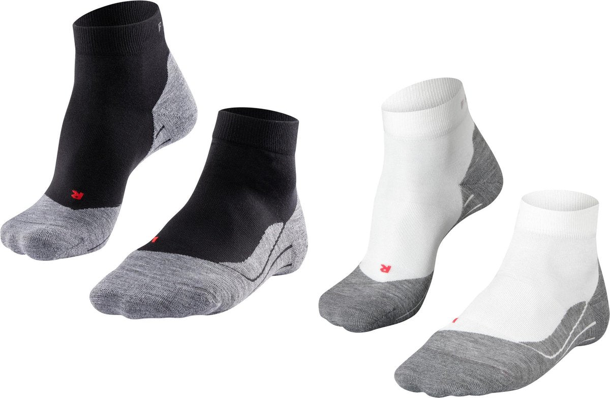 FALKE ru4 short 2-pack hardloopsokken anti blaren, gemiddelde padding katoen multipack sportsokken dames veelkleurig - maat 37-38