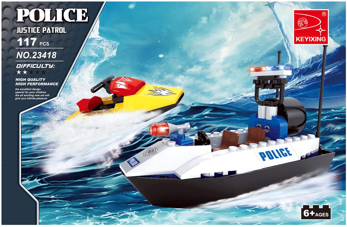 Lobbes Speelgoed BV Lobbes bouwset politie patrouille boot - speelgoed bouwpakket 117-delig.