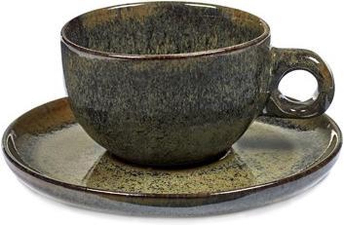 SURFACE BY SERGIO HERMAN Serax cappuccino kopjes met schotel - indi grey - 4 stuks
