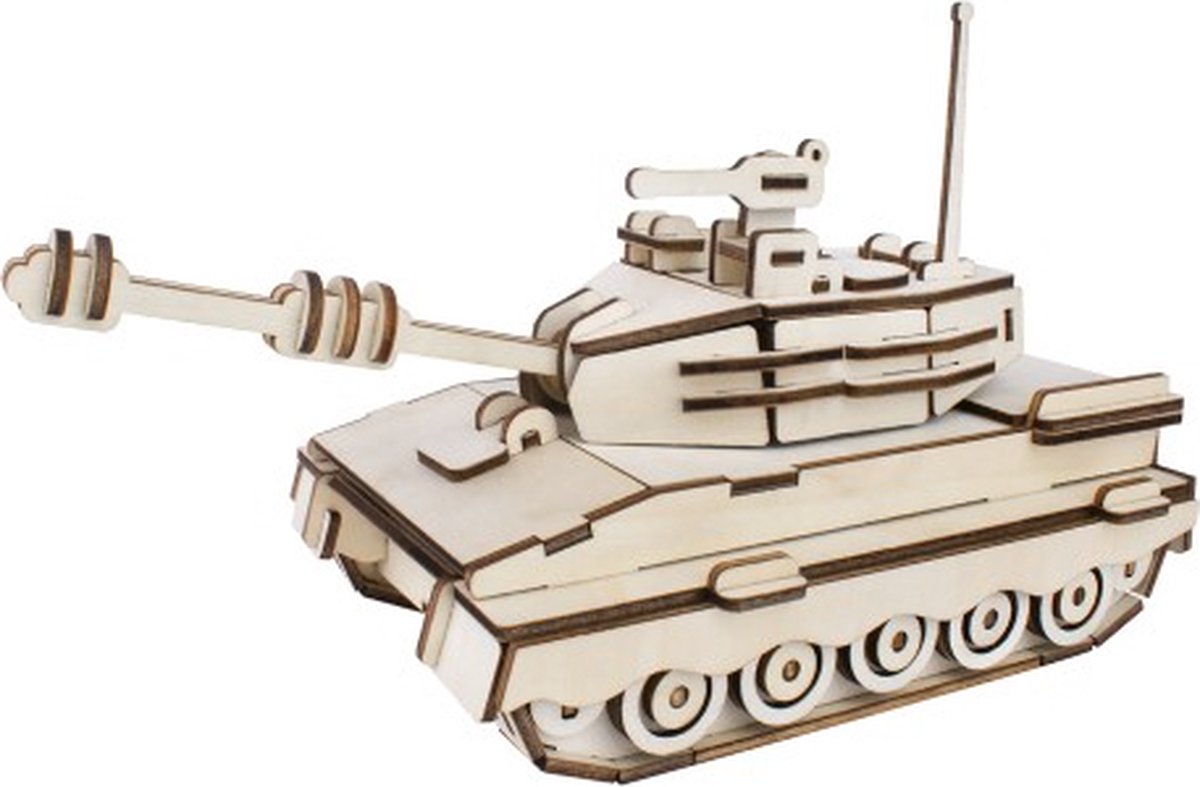 Merkloos Sans Marque Houten bouwpakket van een tank