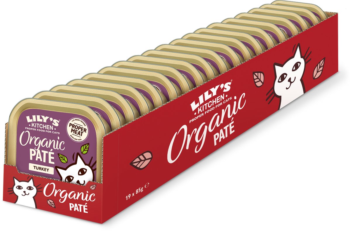 Lily's Kitchen - kattenvoer - natvoer - biologische kalkoenpaté - 19 x 85 g