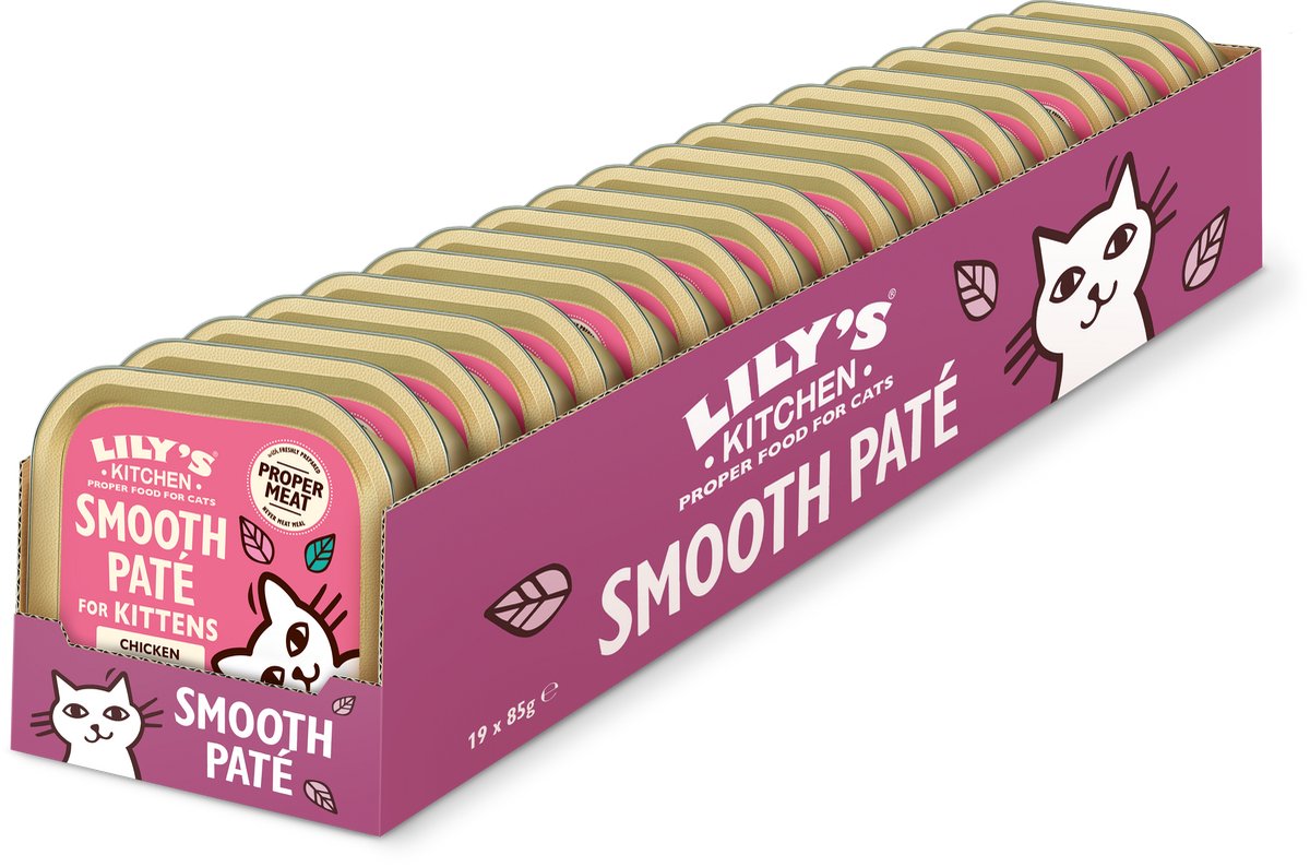 Lily's Kitchen - kattenvoer - natvoer - smooth paté met kip voor kittens - 19 x 85 g