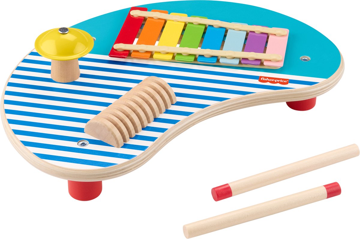 Fisher-Price houten muziektafel - met instrumenten - 3 delig