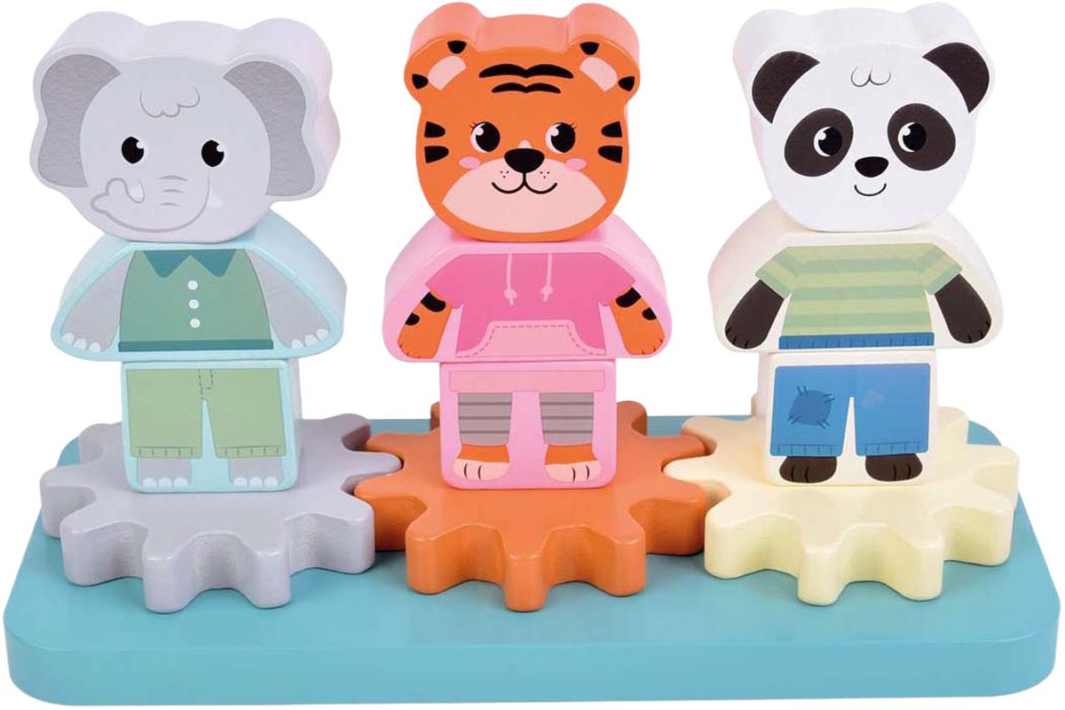 Small Foot - houten stapelspel met tandwielen jungle friends fsc