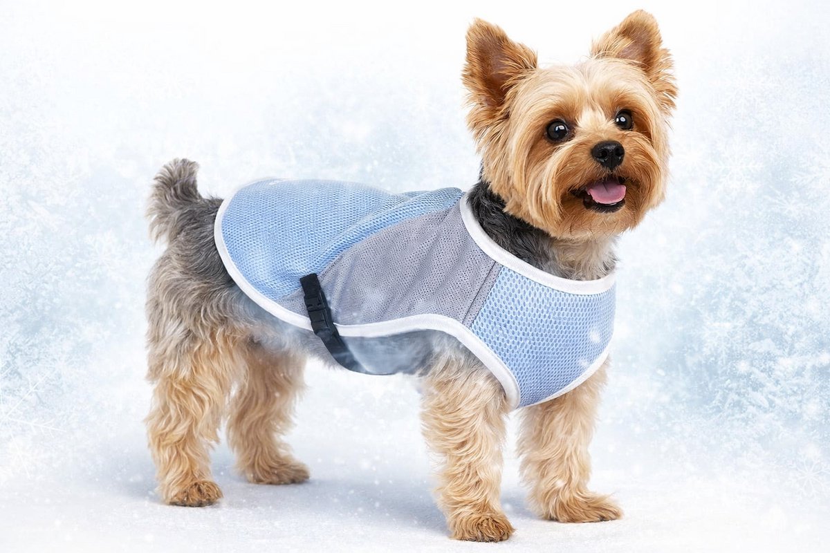 Flamingo Koeljas hond - cooling vest hond - koelvest hond - s - 30 cm - frozen blauw grijs - verkoelend zomer vest voor honden met kliksluiting