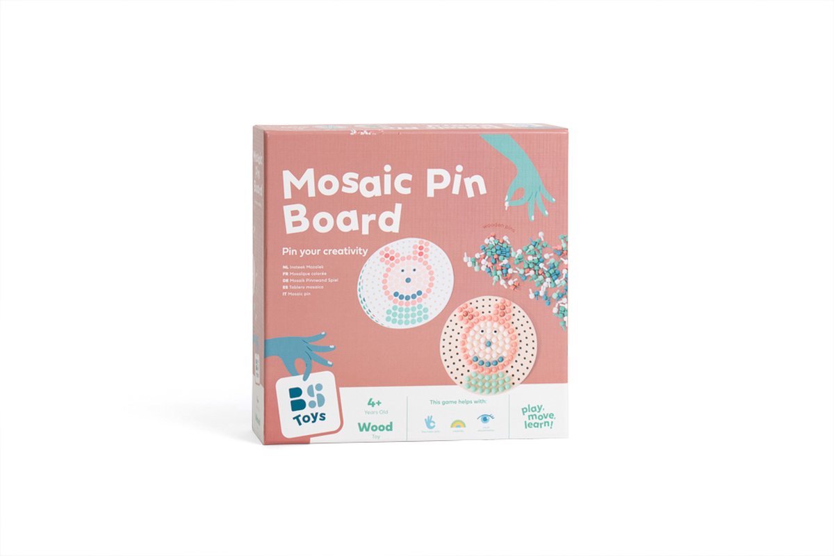 BS Toys insteek mozaïekspel - mozaïek van hout - mozaïekpuzzel - educatief speelgoed - fsc hout - leerspel - geschikt vanaf 4 jaar