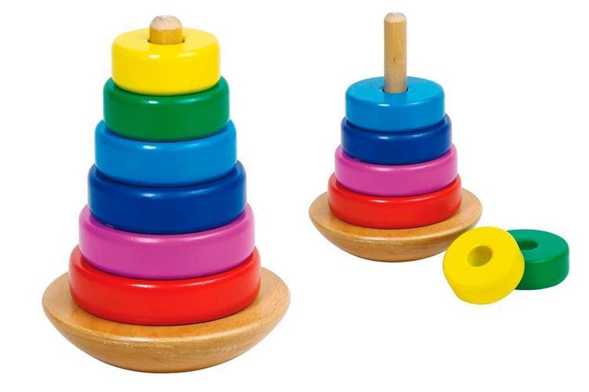 Goki Stapeltoren h12cm, 8-delig, in hout, 2+