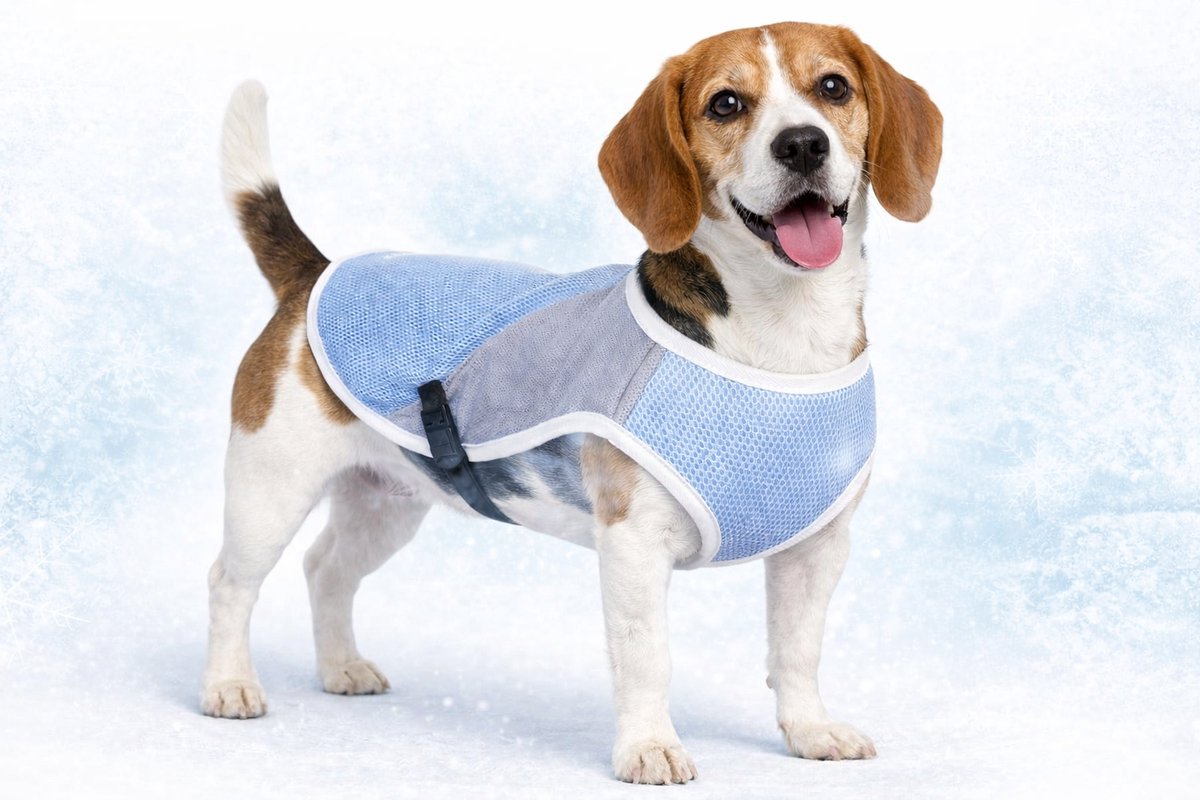 Flamingo Koeljas hond - cooling vest hond - koelvest hond - l - 40 cm - frozen blauw grijs - waterabsorberende verkoelende hondenjas voor warme dagen