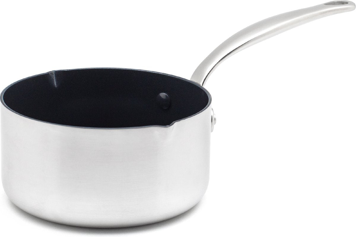 GreenPan barcelona evershine sauspan 16cm - 1.5l - pfas-vrije antikleeflaag - sauspan inductie - keramische pan - ovenbestendig tot 220°c - zonder deksel - zilver