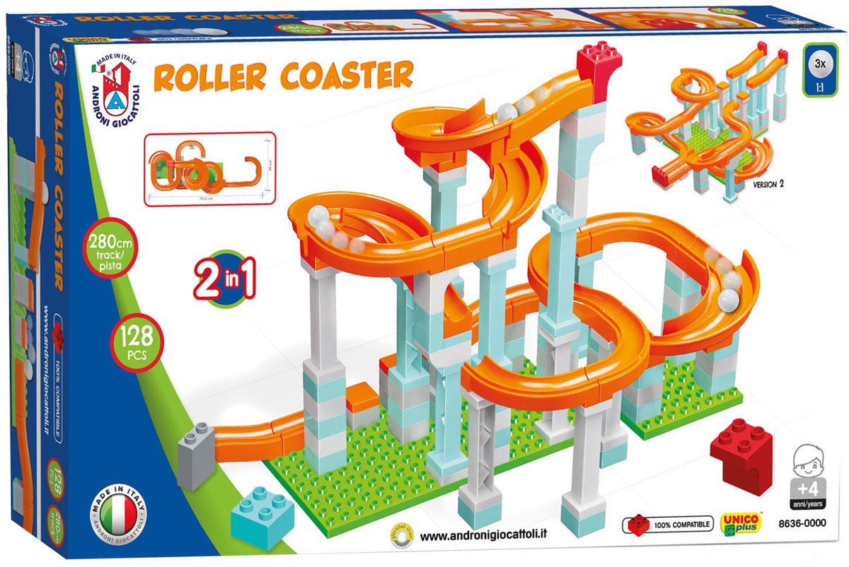 Androni Knikkerbaan roller coaster set, 128dlg.