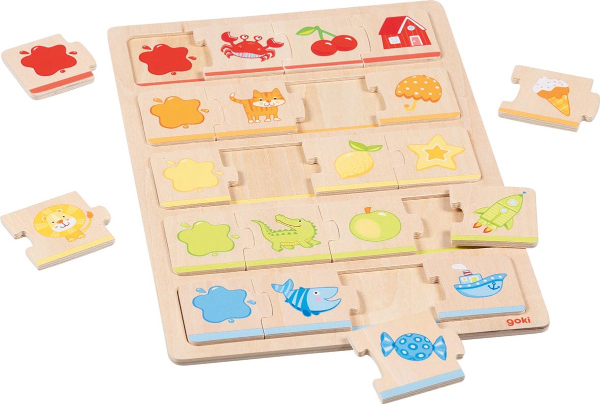 Goki Puzzel: mijn eerste kleurenpuzzel 21x30x1cm, 20-delig, hout, 2+