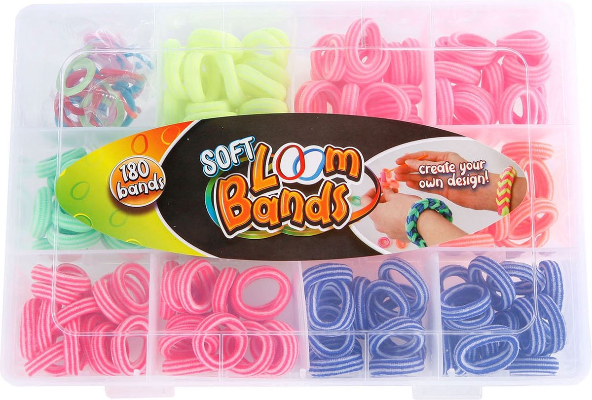VAN MANEN Soft loom bands met 180 bandjes en 15 clips