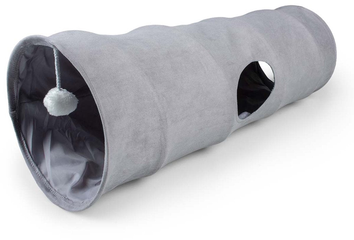 Duvo Plus playtime speeltunnel purrly voor katten l-80x25x25cm grijs
