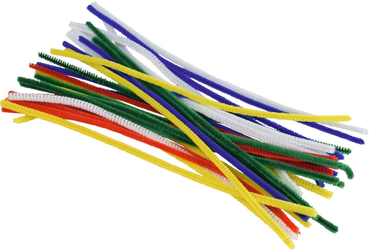 Edco Craft line chenilledraden - 30 stuks - pijpenragers knutselen 30 cm - chenille draad multicolor 5 kleuren - knutselmateriaal kinderen