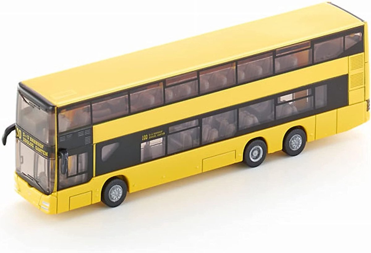 SIKU 1884, man dubbeldekker-stadsbus, 1:87, metaal kunststof, geel, rubber banden