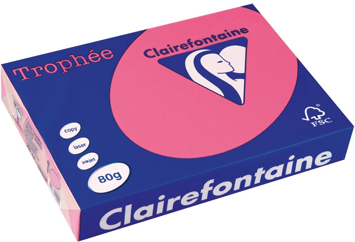 Clairefontaine Roze gekleurd papier 80 g 21x29,5 cm - uni