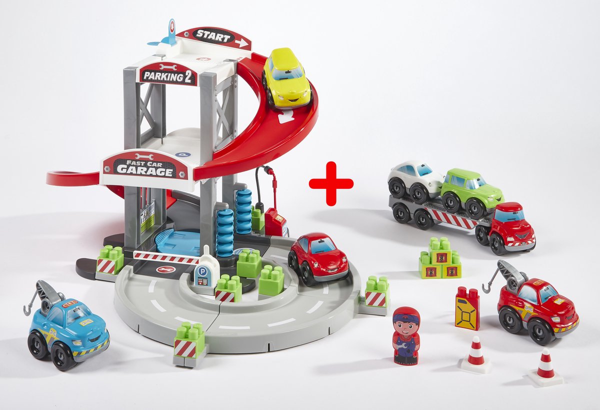 Abrick Ecoiffier garage met transporter en auto's