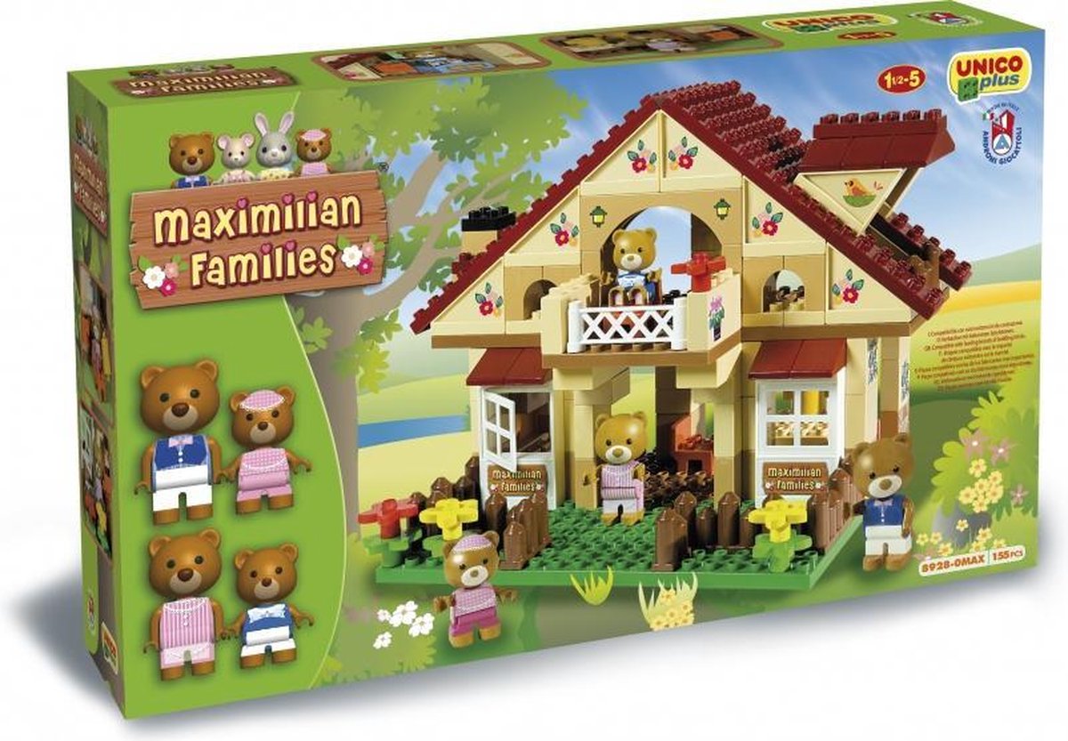 Androni Unico bouwstenen huis maximilian families 155-delig speelgoedset.