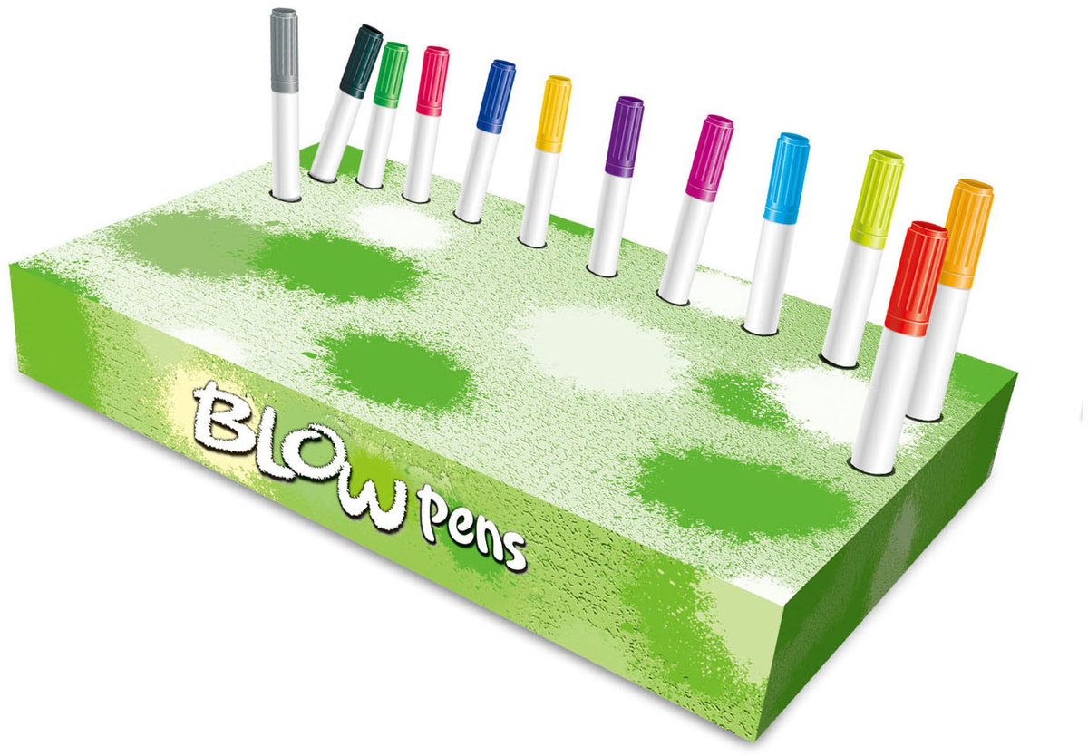 Lobbes Speelgoed BV Lobbes blaaspennen set dieren met pompje en sjablonen voor kinderen.