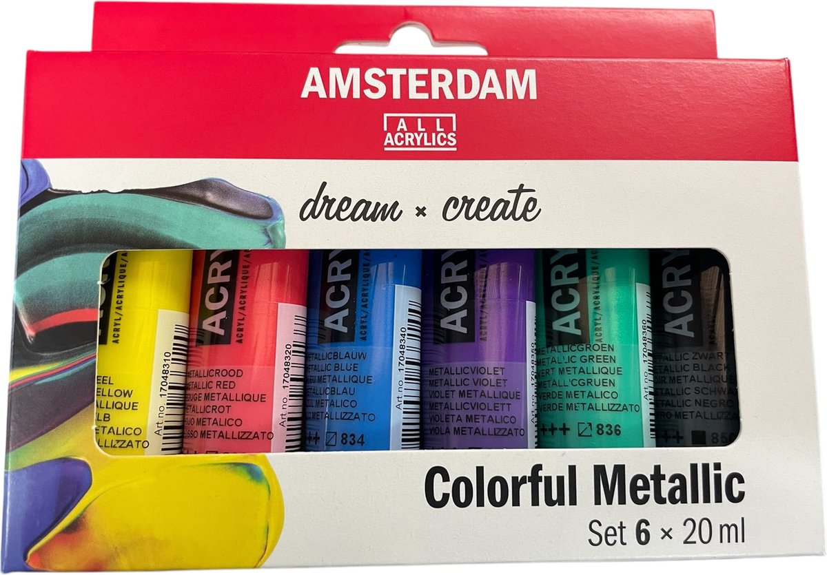 Royal Talens Amsterdam standard series acrylverf kleurrijke metallic set | 6 x 20 ml