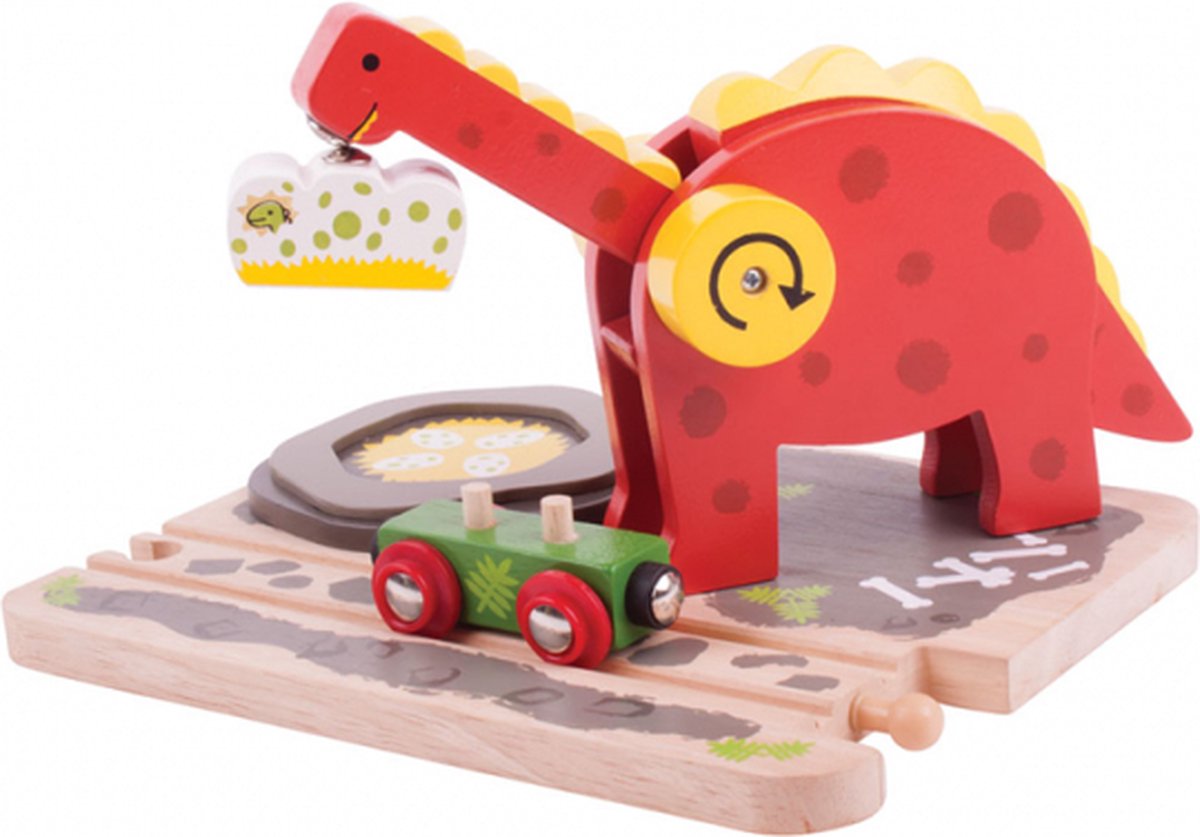 BIGJIGS Houten dino kraan