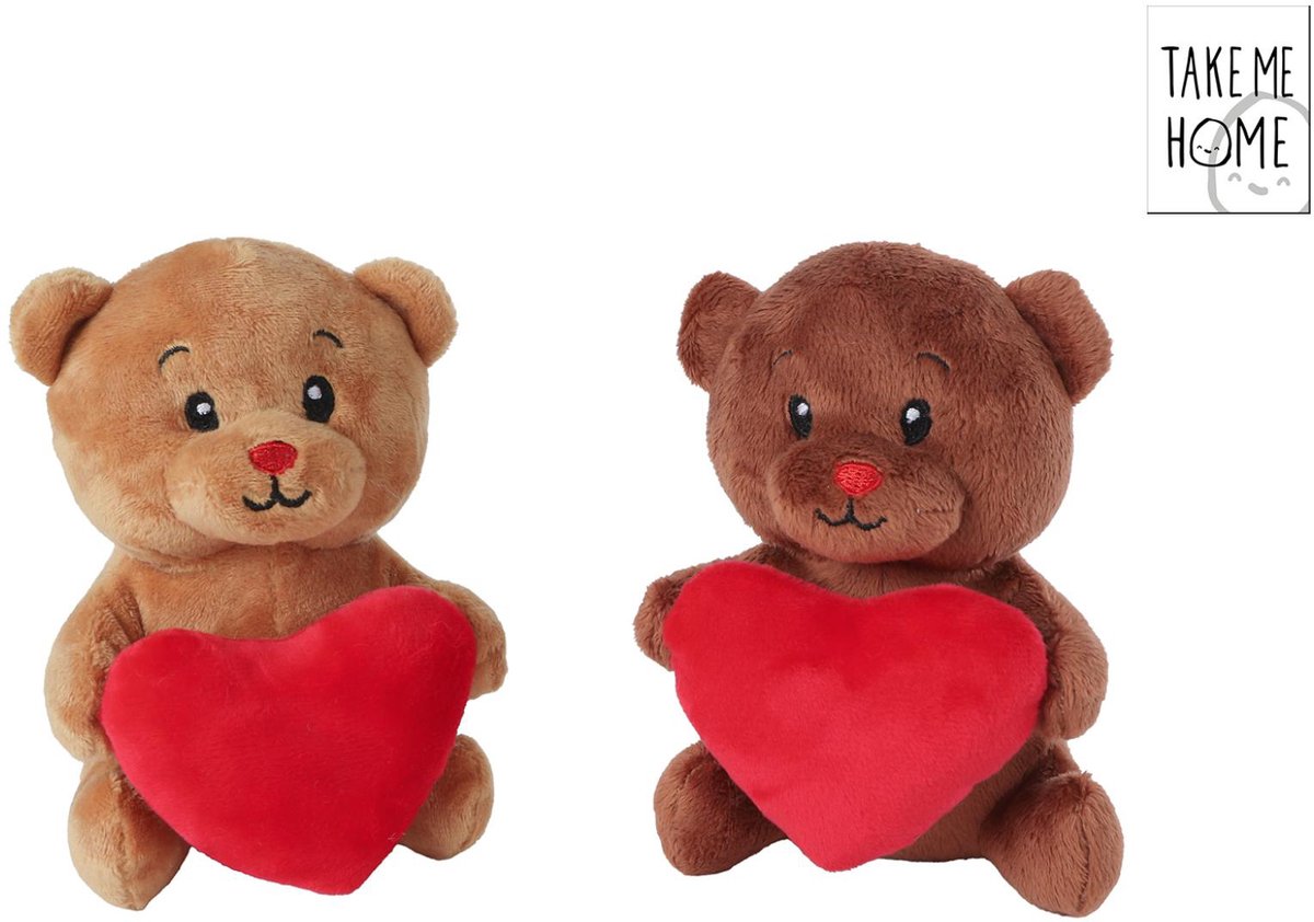 Take Me Home knuffel pluche - beer met hart, 15cm