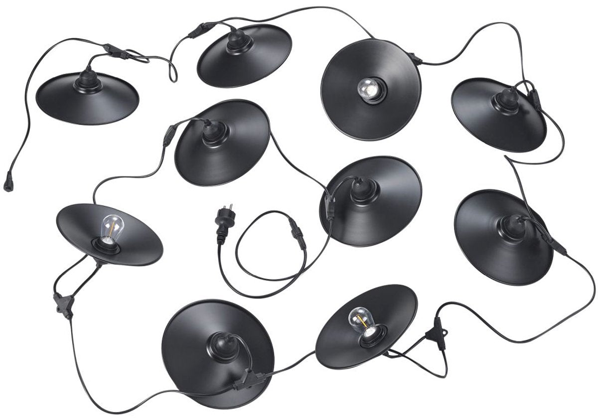 RL LIVE YOUR LIGHT Reality chain - lichtsnoer - zwart mat - incl. 10x e27 1 w - niet geschikt voor externe dimmer - wand- en plafondmontage - buitenverlichting - ip44