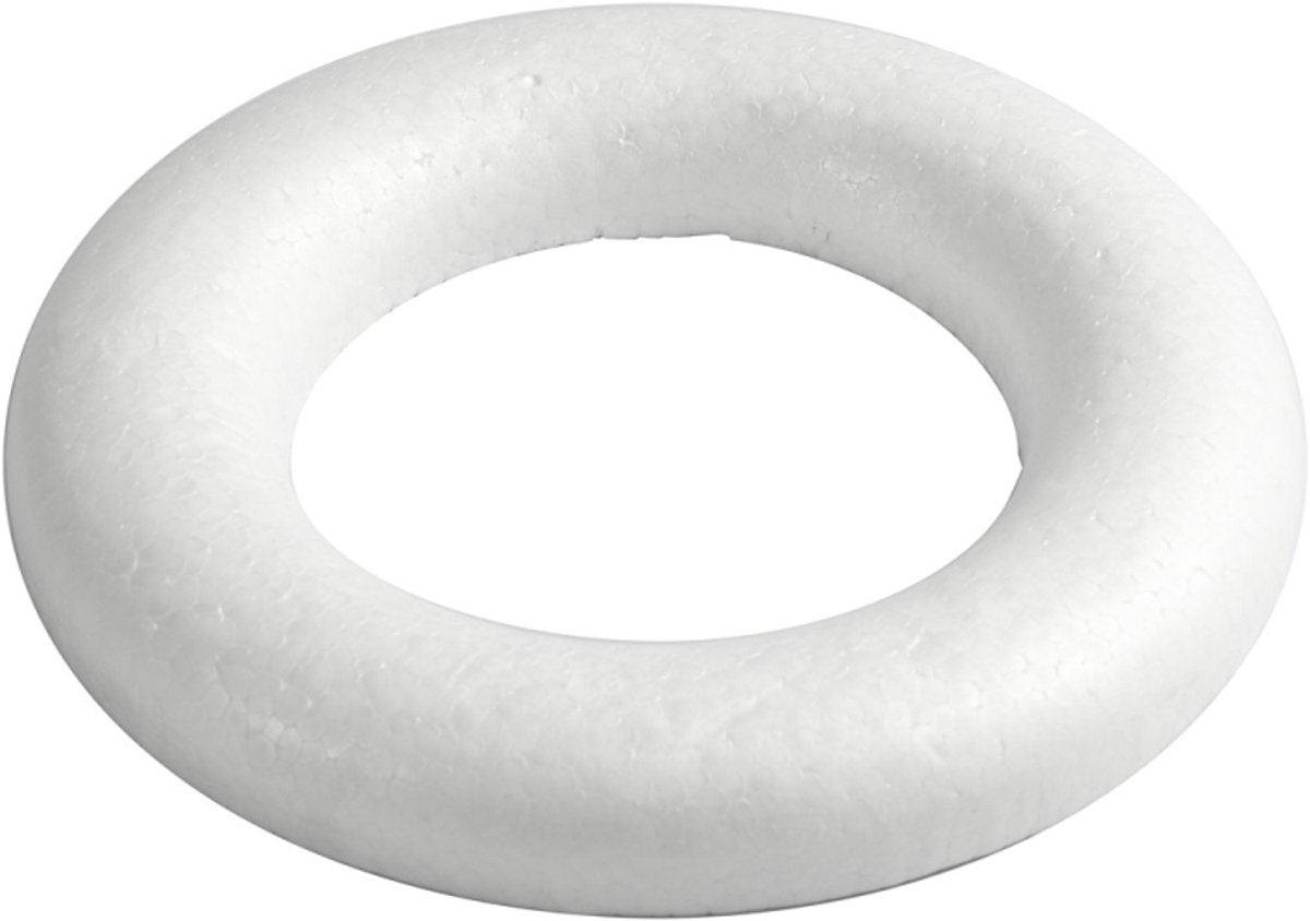 Creativ Company Styropor ring wit met platte achterkant, 35cm