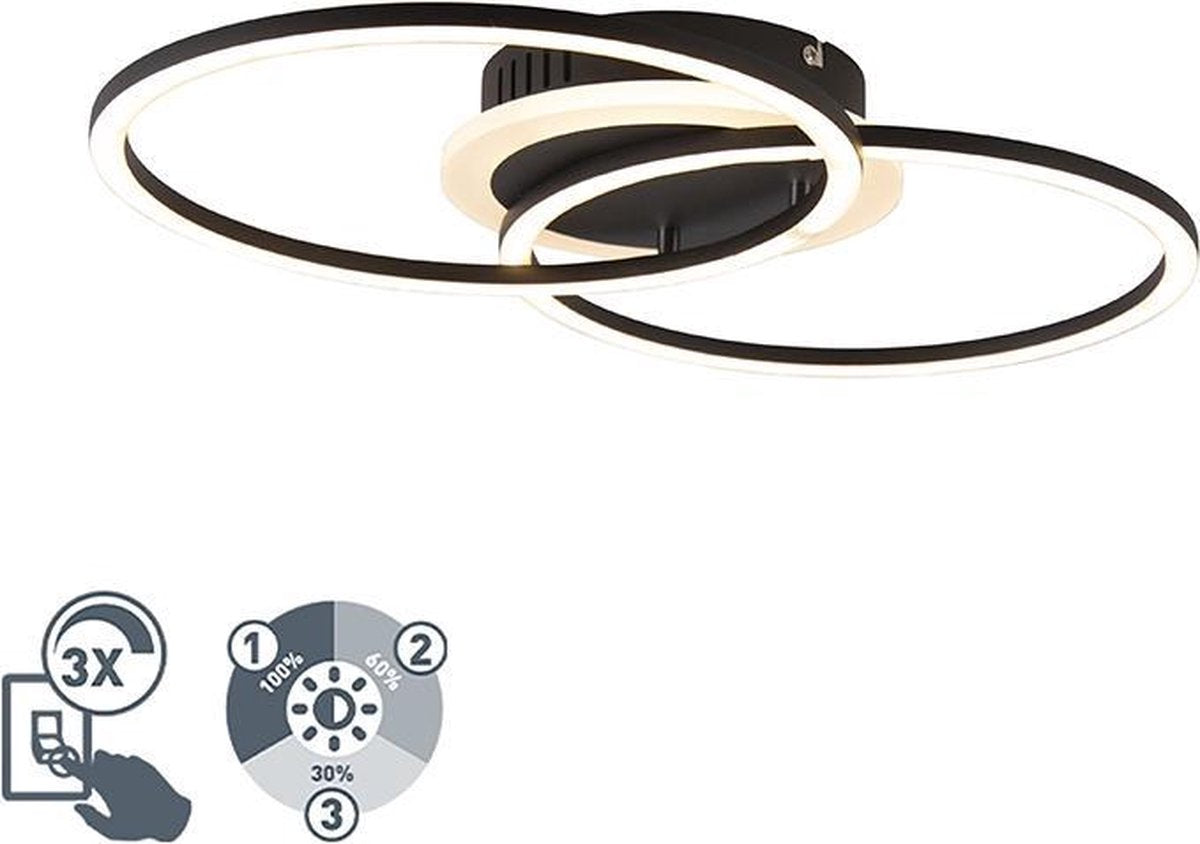 RL LIVE YOUR LIGHT Reality venida - plafondlamp - zwart mat - incl. 1x smd 25 w - dimbaar met schakelaar - niet geschikt voor externe dimmer - wand- en plafondmontage - geheugenfunctie - geheugenfunctie via de wandschakelaar